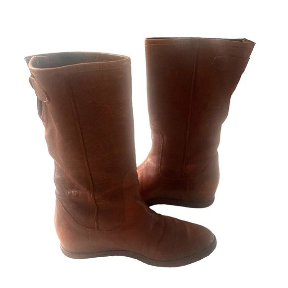 Stuart Weitzman Womens Sz 8.5  Leather Wedge Pull On Short Boots Brown Casual - Picture 2 of 16